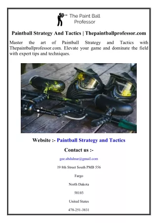 Paintball Strategy And Tactics  Thepaintballprofessor.com