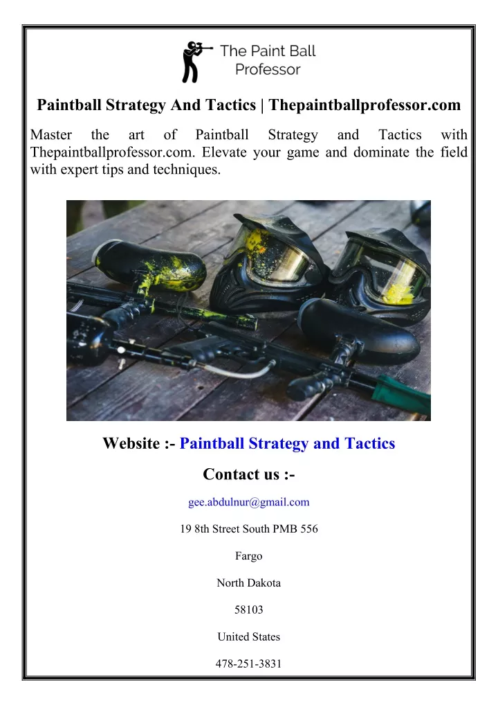 paintball strategy and tactics