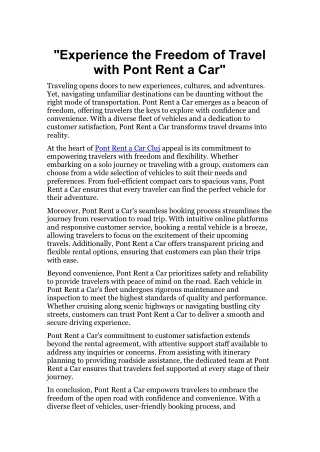 experience the freedom of travel with pont rent