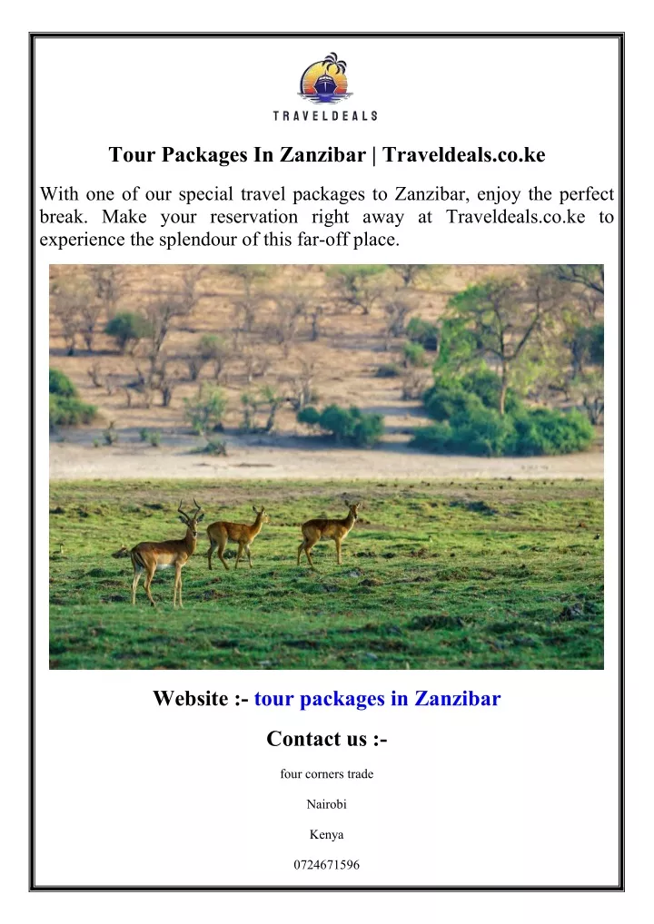 tour packages in zanzibar traveldeals co ke