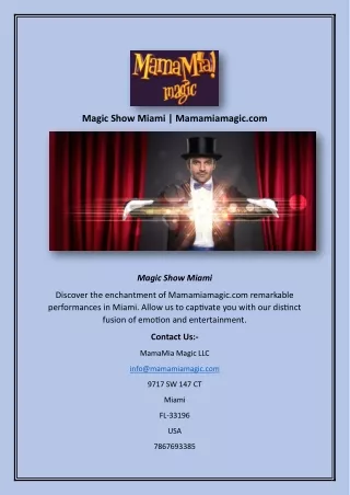 Magic Show Miami | Mamamiamagic.com