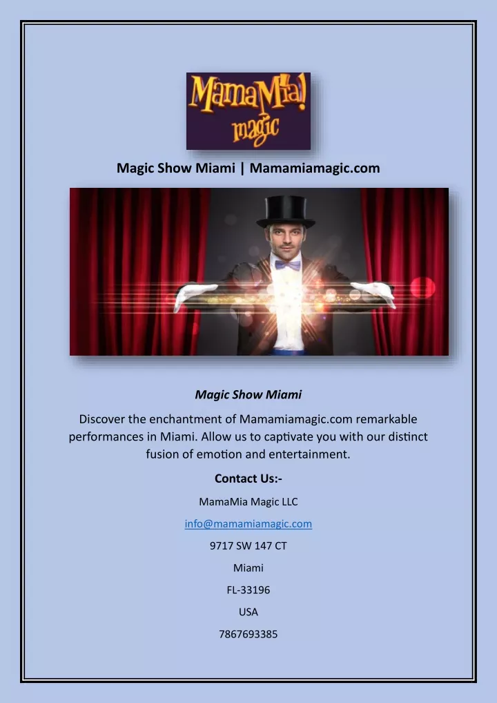 magic show miami mamamiamagic com