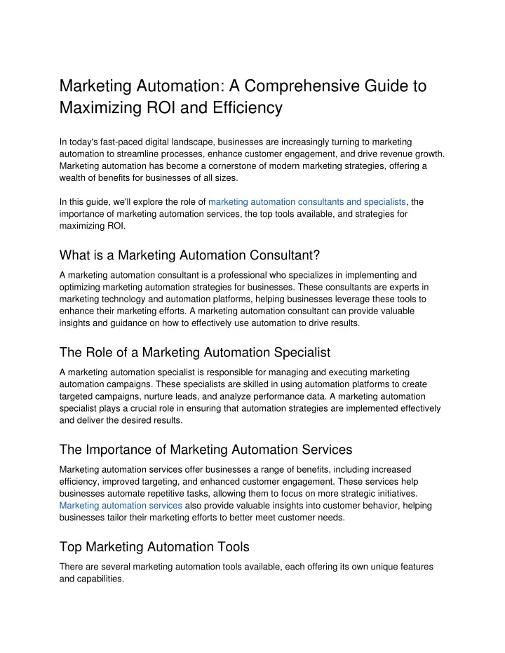 marketing automation a comprehensive guide
