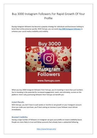 Buy 3000 Instagram Followers For Rapid Growth Of Your Profile