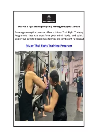 Muay Thai Fight Training Program  Ammagymmuaythai.com.au