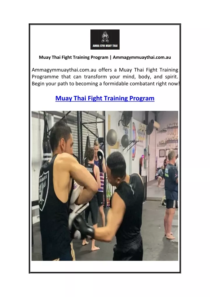 muay thai fight training program ammagymmuaythai