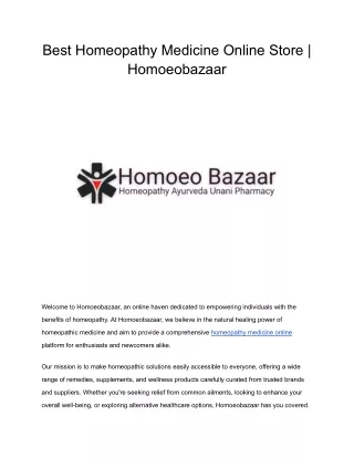 Best Homeopathy Medicine Online Store  Homoeobazaar