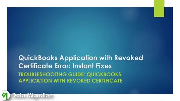quickbooks application with revoked certificate