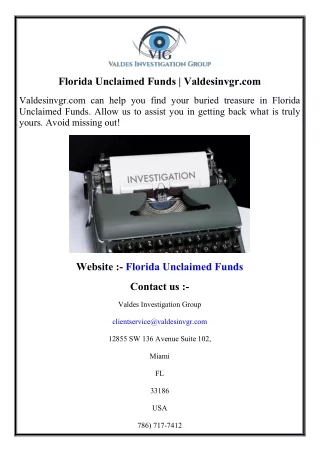 Florida Unclaimed Funds  Valdesinvgr.com