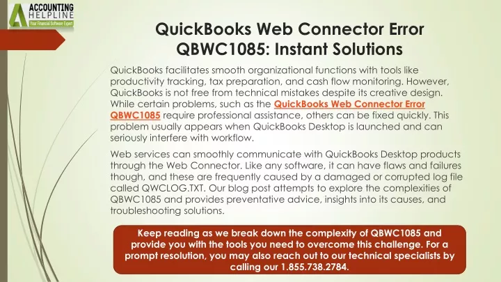 quickbooks web connector error qbwc1085 instant solutions