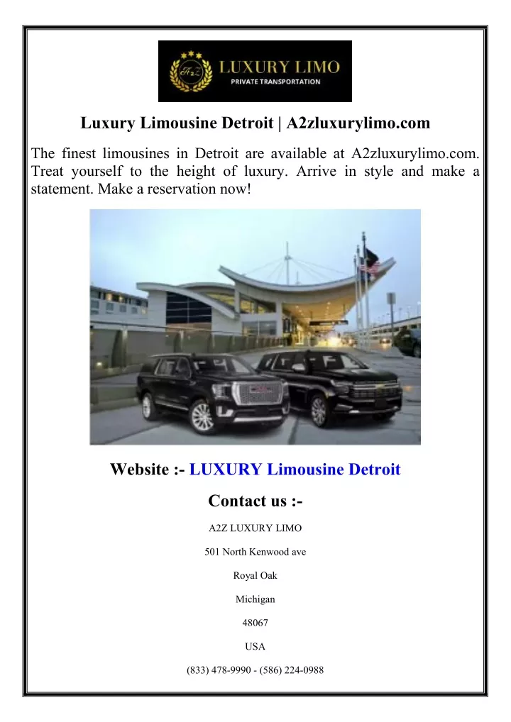 luxury limousine detroit a2zluxurylimo com