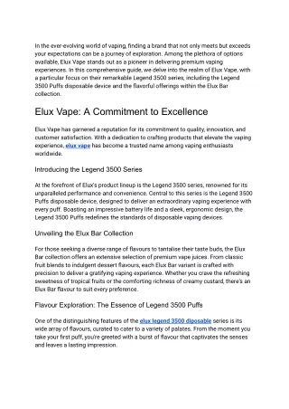 Unlocking the Experience_ Exploring Elux Vape and the Legend 3500 Series