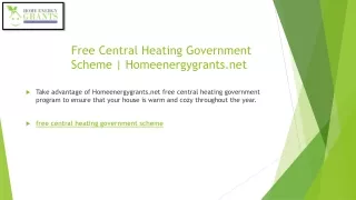 Free Central Heating Government Scheme | Homeenergygrants.net