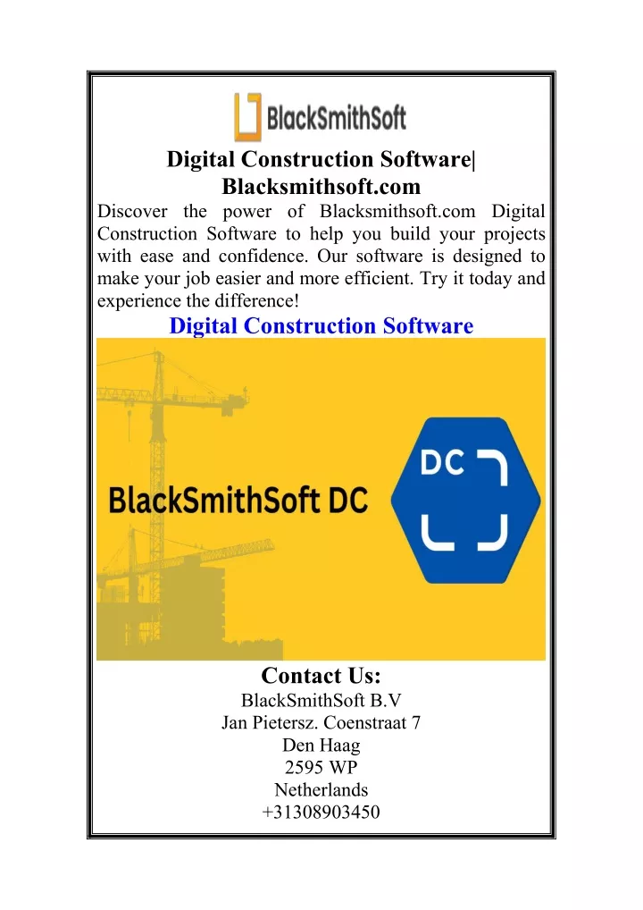 digital construction software blacksmithsoft