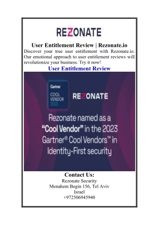 User Entitlement Review Rezonate.io