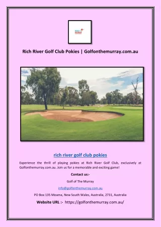 Rich River Golf Club Pokies | Golfonthemurray.com.au