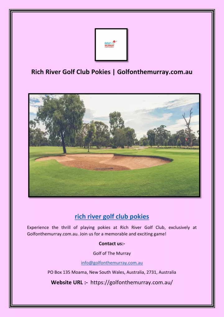 rich river golf club pokies golfonthemurray com au