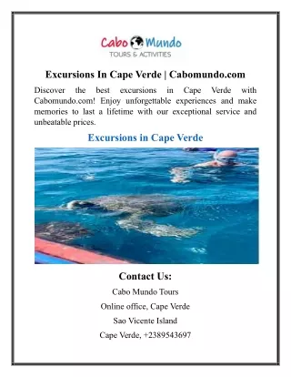 Excursions In Cape Verde  Cabomundo.com