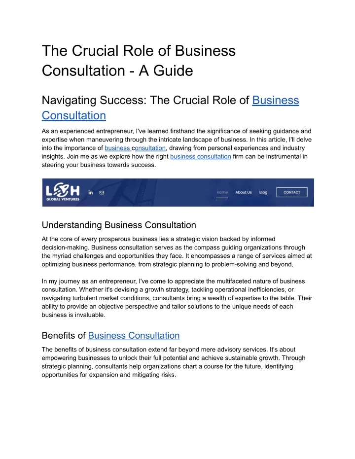 the crucial role of business consultation a guide