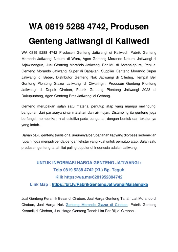 Ppt Wa Jual Genteng Keramik Morando Jatiwangi Di