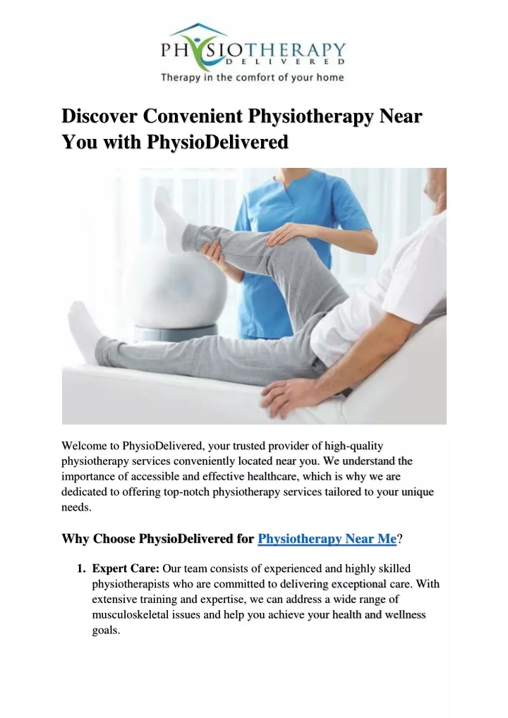 discover convenient physiotherapy near you with