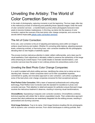 Unveiling the Artistry_ The World of Color Correction Services