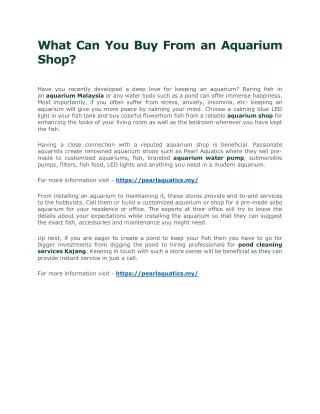 What Can You Buy From an Aquarium Shop