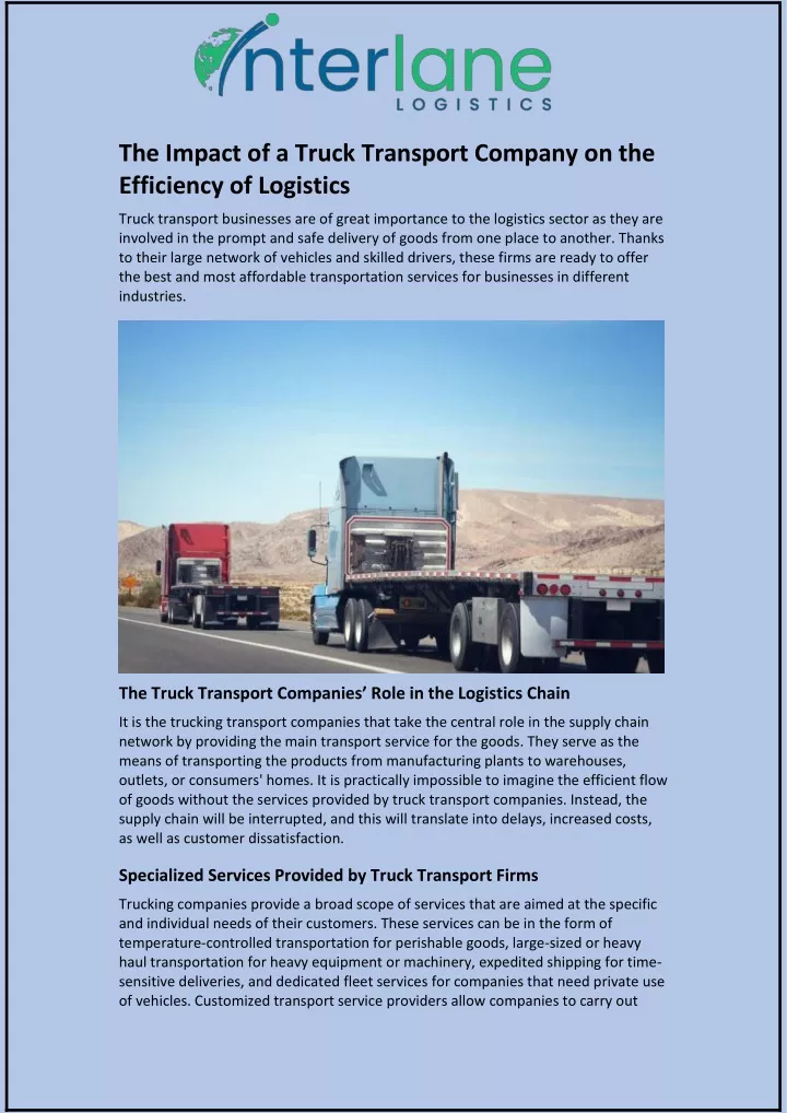 the impact of a truck transport company