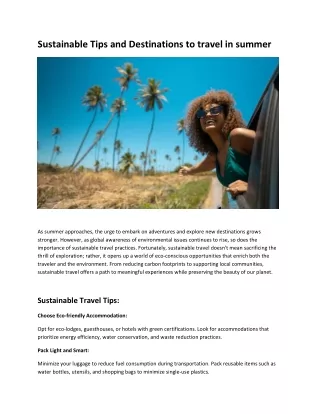 Sustainable Tips and Destinations to travel in summer
