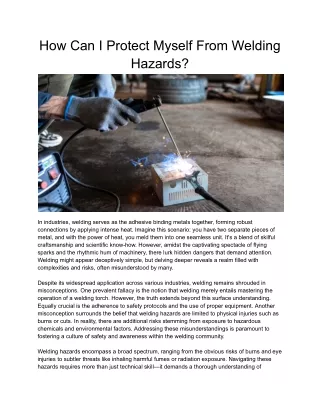 How Can I Protect Myself From Welding Hazards