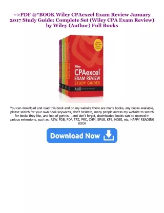 Ebooks download Wiley CPAexcel Exam Review January 2017 Study Guide: Complete Se