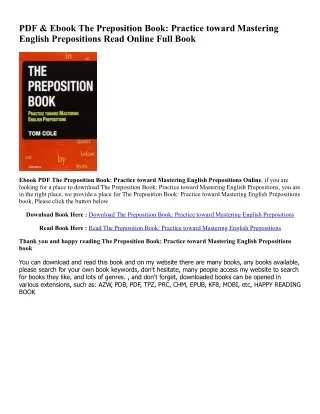 Ebooks download The Preposition Book: Practice toward Mastering English Preposit
