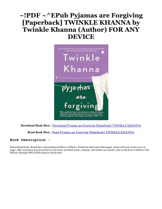 (B.O.O.K.$ Pyjamas are Forgiving [Paperback] TWINKLE KHANNA PDF By  Twinkle Khan