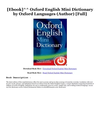 Ebooks download Oxford English Mini Dictionary [ PDF ] Ebook By  Oxford Language