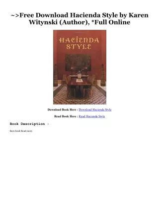 [Ebook] Reading Hacienda Style Online Book By  Karen Witynski (Author),