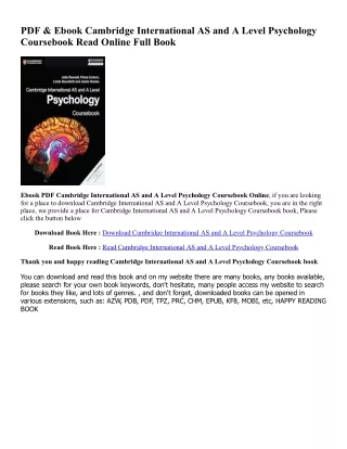 [Free Ebook] Cambridge International AS and A Level Psychology Coursebook [DOWNL