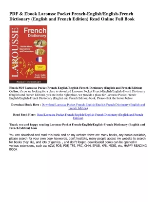 [Pdf]$$ Larousse Pocket French-English/English-French Dictionary (English and French Edition) PDF By  Larousse (Author)