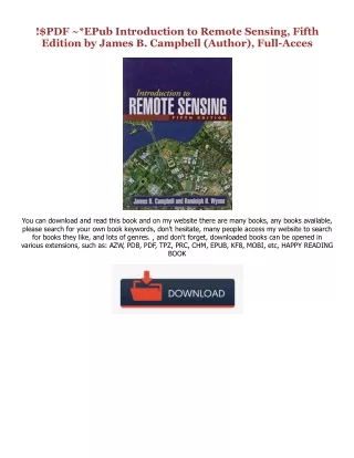 Ebook [Kindle] Introduction to Remote Sensing, Fifth Edition (EBOOK PDF) By  Jam