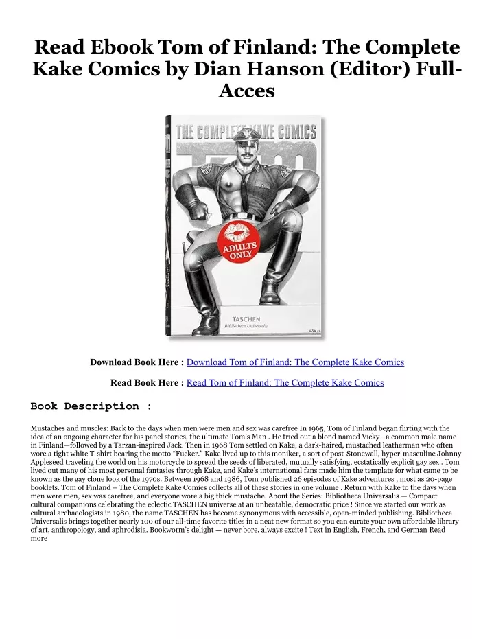 PPT - !^DOWNLOAD PDF$ Tom Of Finland: The Complete Kake Comics ...