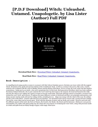 [Epub]$$ Witch: Unleashed. Untamed. Unapologetic. (PDFKindle)-Read By  Lisa List