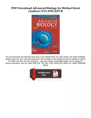 (ePub) READ Advanced Biology [PDFEPub] By  Michael Kent (Author)