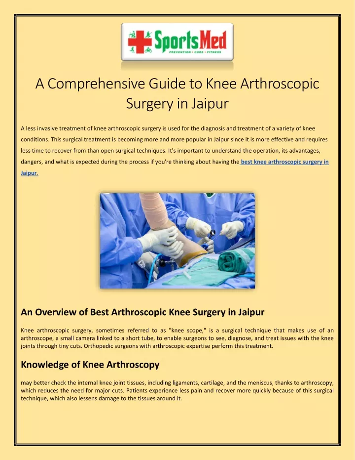 a comprehensive guide to knee arthroscopic