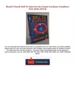 ~[^EPUB] Sell To Survive PDF By  Grant Cardone (Author)
