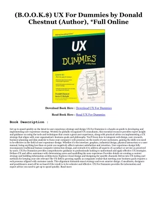 [Free Ebook] UX For Dummies PDF By  Donald Chestnut (Author),
