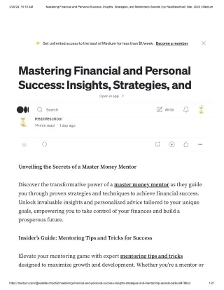 Mastering Financial and Personal Success_ Insights, Strategies, and Mentorship Secrets