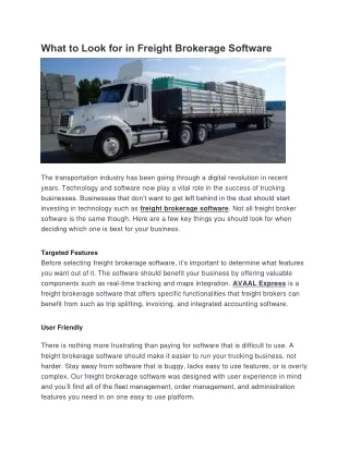 what to look for in freight brokerage software