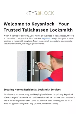 Choose Keysnlock for skilled and professional locksmith