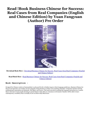 Pdf free^^ Business Chinese for Success: Real Cases from Real Companies (English