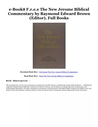 Read book The New Jerome Biblical Commentary [DOWNLOAD PDF] PDF By  Raymond Edwa