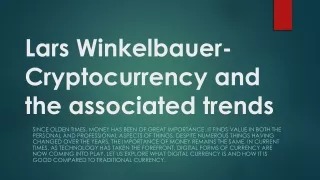 Lars Winkelbauer- Cryptocurrency and the associated trends